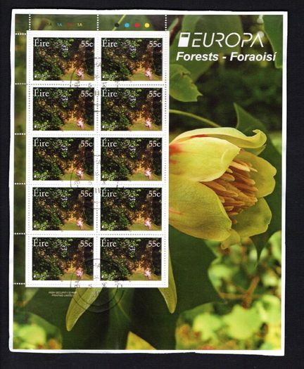 2011 Ireland Europa (Forests) Commemorative Stamps Plate 1A1A1A1A Fine CDS Used with Dublin cancel of 14th April 2011 (First day of issue) on envelope extract.