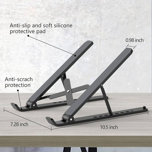 FREE SHIPPING Laptop Stand for Desk, Tonmom Adjustable Laptop Riser ABS+Silicone Foldable Portable Laptop Holder, Ventilated Cooling Notebook Stand