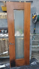 Solid wood frosted glass door