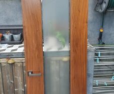 Solid wood frosted glass door