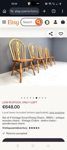 Ercol bistro chairs mid- century