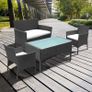 _Garden Lounge Set, Balcony Furniture Set for 4 People, 7 Pieces, with Table, Seat Cushion, Washable, Plastic, Flat Rattan Look, for Balcony or Patio Image 5
