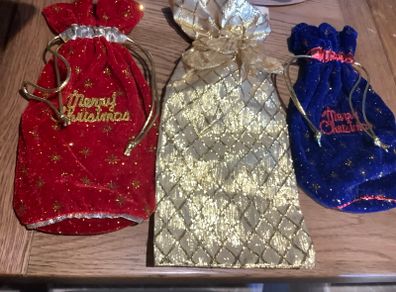 3 Christmas Wine Bottle Bags