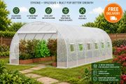 20ft Walk-In Polytunnel Greenhouse with Galvanized Steel Frame and PE Cover