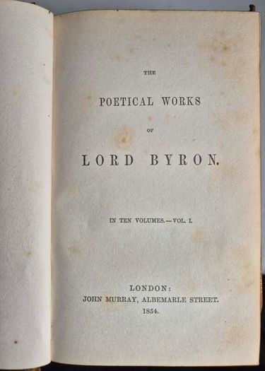 1854. The Poetical Works of Lord Byron. Ten volumes.