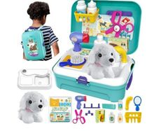 Dog Grooming Kit Backpack & Accessories Play Care Veterinarian Role-playing Set