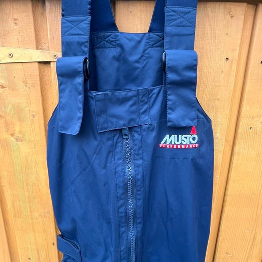 Musto Mens Blue Performance Salopettes Bib Trousers Breathable UK Size Small