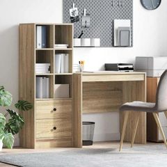 Desk with Drawer 2 pcs Grey Sonoma