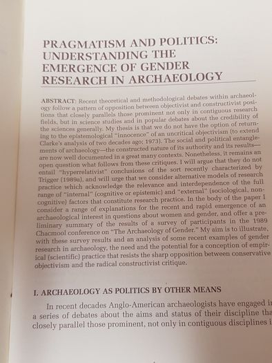 Pragmatism and politics: Understanding the emergence of gender research in archaeology (David Skomp distinguished lectures in anthropology)