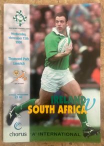 Very Rare 2000 Ireland v South Africa - 'A' International Match Programme