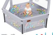 Baby Playpen Foldable, Playpen for Baby and Toddlers with Breathable Mesh Walls Fitted mat for Indoor and Outdoor