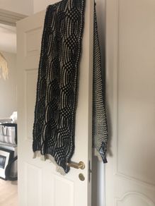 Scarf large wool black and white