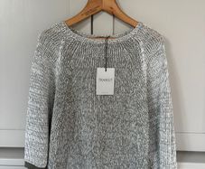 Luxury Italian designer Transit knit jumper/top in cotton and linen with a two tone colour scheme in off white and olive green brand new