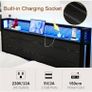 4ft6 Double Bed Frame with Storage Headboard&LED Lights,Black Metal Platform Bed Frame with Charging Station,Mattress Foundation,Metal Slat Support,No Box Spring Needed,Under-bed Storage Image 4