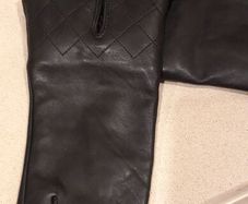 Ladies Black Genuine Leather Faux Fur Lined Gloves M-L