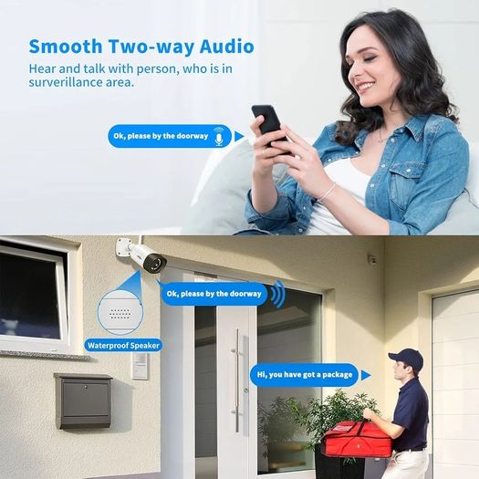 Wireless Security Camera System,5MP PTZ Camera + Bullet Camera CCTV Camera System With 2-Way Audio,IP66 Waterproof, Color Night Vision, Motion Detection,