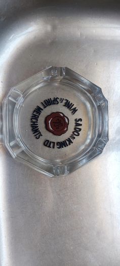 Vintage Ashtray SADO & KING ltd ,wine ,spirit merchant vintage glass Ashtray, good old condition, see pictures for condition, sold as seen,,collectors item, hard to come by,price includes post thank you