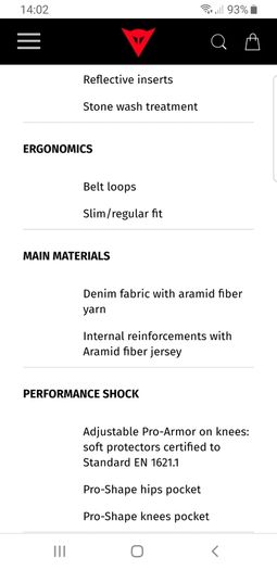 Dainese Black Aramid Jeans (Dainese size 29)