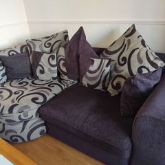 PRICE DROP Three seater Chaise Longue couch. A Harvey Norman purple patterned couch in immaculate condition. For sale in Maynooth Co Kildare