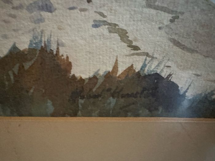 Original Watercolour of Dunure Castle by Robert Houston RSW (Framed)