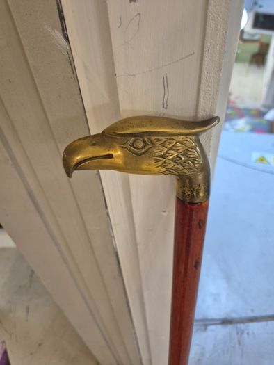 Vintage walking stick solid brass eagle head