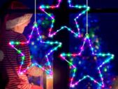 Christmas Window Lights, 3 Packs Battery Operated 45 LED Window Star Hanging Lights with 8 Modes & Remote for Christmas Bedroom Party Indoor Outdoor Decorations(Multicolor)