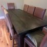 Dining Table 214cm long 92cm wide and 8 leather chairs Image 4