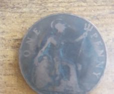 Great Britain UK 1918 One Penny George V Coin - free standard postage