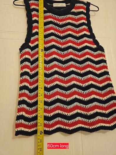 Retro style sleeveless knit top, 100% cotton size L(UK12)