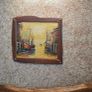 New Original Oil Painting Nautical Harbor Scene with Handmade Ship Rope Frame. Image 3