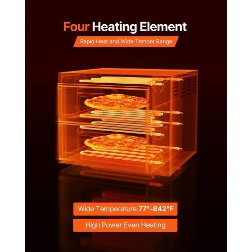 Pizza Oven Electric, 18" Double-Deck Commercial Countertop Pizza Oven, 842F Max Temp, Indoor Pizza Maker with Thermometer