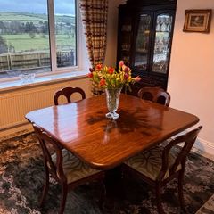 Elegant Square Wooden Dining Table & 4 Balloon-Back Chairs