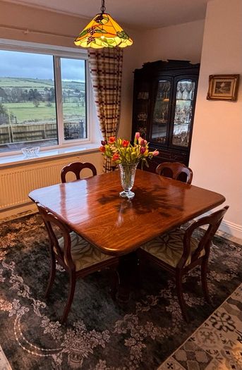 Elegant Square Wooden Dining Table & 4 Balloon-Back Chairs