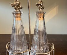 Vintage Glass Cruet Set with Grape Stoppers
