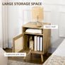 Bedside Table with Rattan Element, Side End Table with Shelf and Cupboard, 39cmx35cmx60cm, Set of 2, Natural Image 6