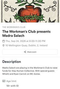Madra Salach Tickets (Workmans Club)