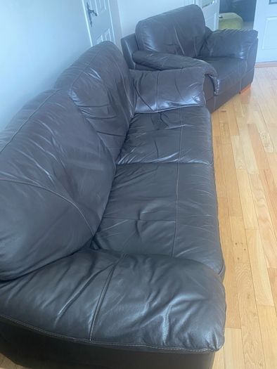 Leather 2-Seater & Armchair Sofa Set