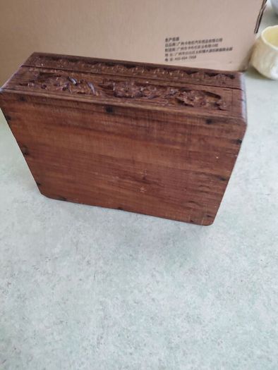 Vintage Carved Wood Box, Trinket Box Floral Design Wood, Atom Chicago