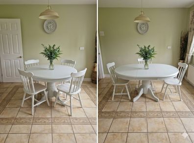 Beautiful Greige Wood Extending Kitchen Table (Table Only)