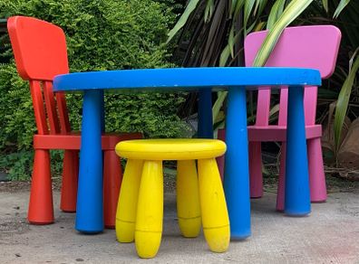 IKEA mammut kids table, chairs, stool