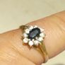 Vintage 9 ct Gold Sapphire and Cubic Zirconia ring Image 3