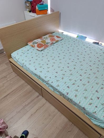 IKEA MALM King Size Bed with 4 Storage Boxes and VESTEROY Mattress (2 Bed Sets Available)