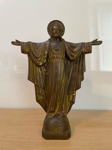 Vintage Bronze Christ the Redeemer statue