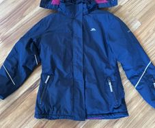 Trespass navy jacket fully fleece lined removable hood age 9-10