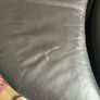 Large circular leather swivel chair and foot stool Image 7