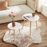 Nesting Side Table, Round End Table, Set of 2, Scandinavian Minimalist Coffee Table with Solid Pine Wood Legs, White and Natural (FREE SHIPPING) Image 5
