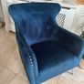 Navy Blue Velvet Armchair Image 2