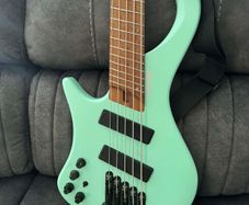 ibanez left handed bass, stainless steel frets