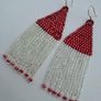 Red fringe earrings, silver earhooks Image 2