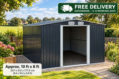 XL Metal Shed Tool Shed, Galvanised Metal